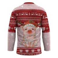 Lovely Pig Merry Christmas Hockey Jersey Xmas Holiday Patterns - Wonder Print Shop
