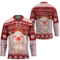 Lovely Pig Merry Christmas Hockey Jersey Xmas Holiday Patterns - Wonder Print Shop