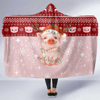 Lovely Pig Merry Christmas Hooded Blanket Xmas Holiday Patterns - Wonder Print Shop