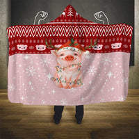 Lovely Pig Merry Christmas Hooded Blanket Xmas Holiday Patterns - Wonder Print Shop
