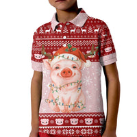 Lovely Pig Merry Christmas Kid Polo Shirt Xmas Holiday Patterns - Wonder Print Shop