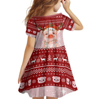 Lovely Pig Merry Christmas Kid Short Sleeve Dress Xmas Holiday Patterns - Wonder Print Shop