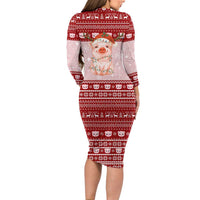 Lovely Pig Merry Christmas Long Sleeve Bodycon Dress Xmas Holiday Patterns - Wonder Print Shop