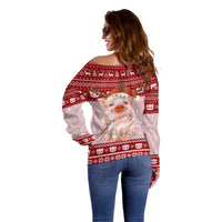 Lovely Pig Merry Christmas Off Shoulder Sweater Xmas Holiday Patterns - Wonder Print Shop