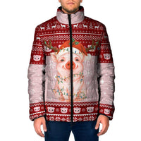 Lovely Pig Merry Christmas Padded Jacket Xmas Holiday Patterns - Wonder Print Shop