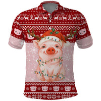 Lovely Pig Merry Christmas Polo Shirt Xmas Holiday Patterns - Wonder Print Shop