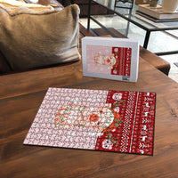 Lovely Pig Merry Christmas Puzzle Xmas Holiday Patterns - Wonder Print Shop