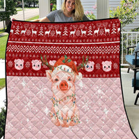 Lovely Pig Merry Christmas Quilt Xmas Holiday Patterns - Wonder Print Shop