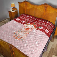 Lovely Pig Merry Christmas Quilt Xmas Holiday Patterns - Wonder Print Shop