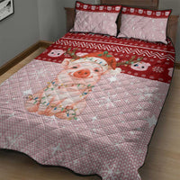 Lovely Pig Merry Christmas Quilt Bed Set Xmas Holiday Patterns - Wonder Print Shop