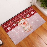 Lovely Pig Merry Christmas Rubber Doormat Xmas Holiday Patterns - Wonder Print Shop
