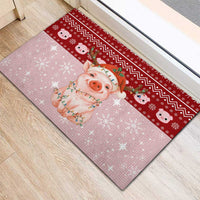 Lovely Pig Merry Christmas Rubber Doormat Xmas Holiday Patterns - Wonder Print Shop