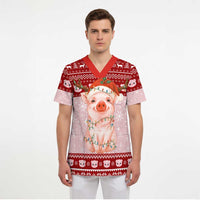 Lovely Pig Merry Christmas Scrub Top Xmas Holiday Patterns - Wonder Print Shop