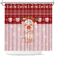 Lovely Pig Merry Christmas Shower Curtain Xmas Holiday Patterns - Wonder Print Shop