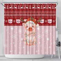 Lovely Pig Merry Christmas Shower Curtain Xmas Holiday Patterns - Wonder Print Shop