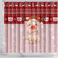 Lovely Pig Merry Christmas Shower Curtain Xmas Holiday Patterns - Wonder Print Shop