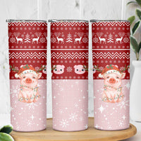 Lovely Pig Merry Christmas Skinny Tumbler Xmas Holiday Patterns - Wonder Print Shop