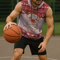 Lovely Pig Merry Christmas Sleeveless Hoodie Xmas Holiday Patterns - Wonder Print Shop
