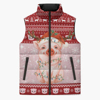 Lovely Pig Merry Christmas Sleeveless Puffer Jacket Xmas Holiday Patterns - Wonder Print Shop