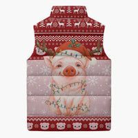 Lovely Pig Merry Christmas Sleeveless Puffer Jacket Xmas Holiday Patterns - Wonder Print Shop