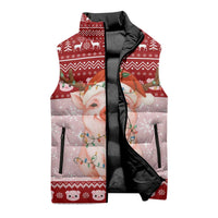Lovely Pig Merry Christmas Sleeveless Puffer Jacket Xmas Holiday Patterns - Wonder Print Shop