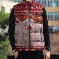 Lovely Pig Merry Christmas Sleeveless Puffer Jacket Xmas Holiday Patterns - Wonder Print Shop