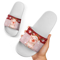 Lovely Pig Merry Christmas Slide Sandals Xmas Holiday Patterns - Wonder Print Shop