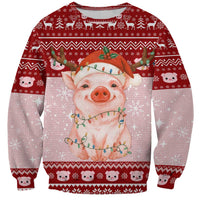 Lovely Pig Merry Christmas Sweatshirt Xmas Holiday Patterns - Wonder Print Shop