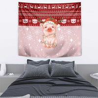 Lovely Pig Merry Christmas Tapestry Xmas Holiday Patterns - Wonder Print Shop