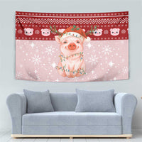 Lovely Pig Merry Christmas Tapestry Xmas Holiday Patterns - Wonder Print Shop