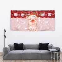 Lovely Pig Merry Christmas Tapestry Xmas Holiday Patterns - Wonder Print Shop