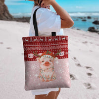 Lovely Pig Merry Christmas Tote Bag Xmas Holiday Patterns - Wonder Print Shop
