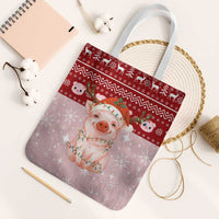 Lovely Pig Merry Christmas Tote Bag Xmas Holiday Patterns - Wonder Print Shop