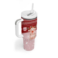 Lovely Pig Merry Christmas Tumbler With Handle Xmas Holiday Patterns - Wonder Print Shop