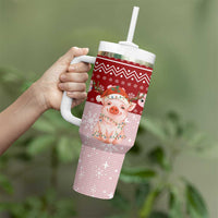Lovely Pig Merry Christmas Tumbler With Handle Xmas Holiday Patterns - Wonder Print Shop