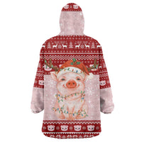 Lovely Pig Merry Christmas Wearable Blanket Hoodie Xmas Holiday Patterns - Wonder Print Shop
