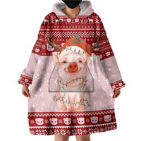 Lovely Pig Merry Christmas Wearable Blanket Hoodie Xmas Holiday Patterns - Wonder Print Shop