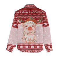 Lovely Pig Merry Christmas Women Casual Shirt Xmas Holiday Patterns - Wonder Print Shop