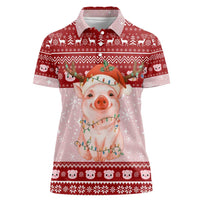 Lovely Pig Merry Christmas Women Polo Shirt Xmas Holiday Patterns - Wonder Print Shop