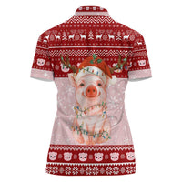 Lovely Pig Merry Christmas Women Polo Shirt Xmas Holiday Patterns - Wonder Print Shop