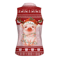 Lovely Pig Merry Christmas Women Sleeveless Polo Shirt Xmas Holiday Patterns - Wonder Print Shop