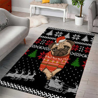 Lovely Pug Dog Christmas Area Rug Xmas Holiday Patterns - Wonder Print Shop