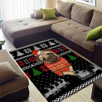 Lovely Pug Dog Christmas Area Rug Xmas Holiday Patterns - Wonder Print Shop