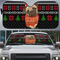 Lovely Pug Dog Christmas Auto Sun Shade Xmas Holiday Patterns - Wonder Print Shop