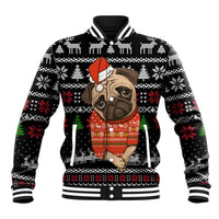 Lovely Pug Dog Christmas Baseball Jacket Xmas Holiday Patterns - Wonder Print Shop
