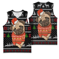 Lovely Pug Dog Christmas Basketball Jersey Xmas Holiday Patterns - Wonder Print Shop