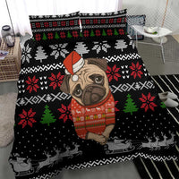 Lovely Pug Dog Christmas Bedding Set Xmas Holiday Patterns - Wonder Print Shop