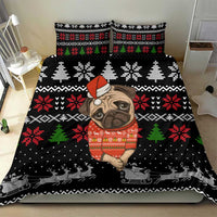 Lovely Pug Dog Christmas Bedding Set Xmas Holiday Patterns - Wonder Print Shop