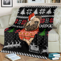 Lovely Pug Dog Christmas Blanket Xmas Holiday Patterns - Wonder Print Shop