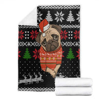 Lovely Pug Dog Christmas Blanket Xmas Holiday Patterns - Wonder Print Shop